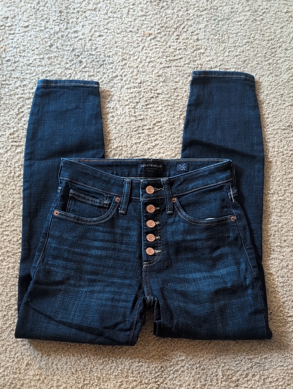 Lucky Brand Women's Dark Indigo Skinny High-Rise Jeans with Button Fly